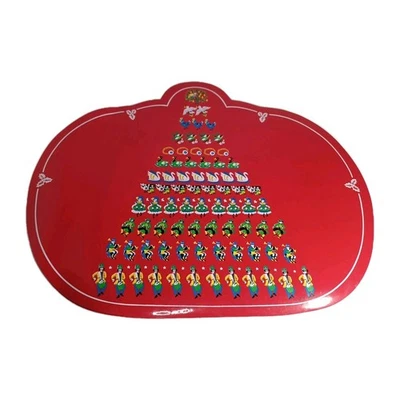 10 manteles individuales vintage 12 días de Navidad vinilo rojo ciudad campo lino cardanes Foto 1 de 4