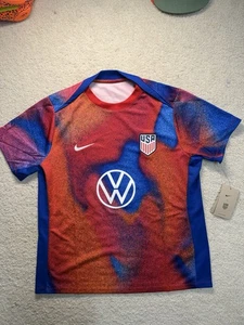 Camiseta de fútbol Nike para mujer azul EE. UU. 2024 USWNT pre partido talla grande nueva delgada - Imagen 1 de 10