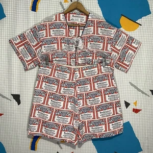 Conjunto Camisa Pantalones Cortos Budweiser Vintage Años 70 Ropa de Salón Pijama Años 80 Cerveza Grunge Raro - Imagen 1 de 20