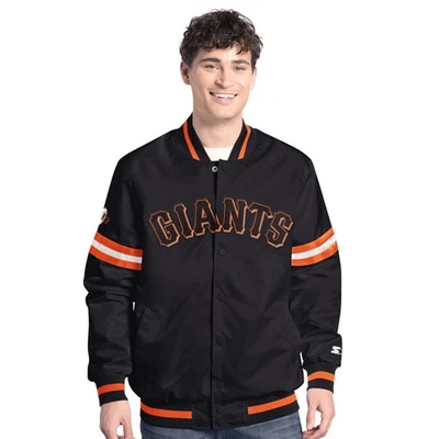 Men's-Starter  Black San Francisco Giants Scout Full-Snap Varsity Jacket - Image 1 of 2
