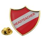 HEAD TEACHER Red Retro School Shield Gold Lapel Pin Badge