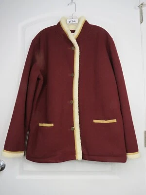 CHADWICK'S BRICK RED TAN SHERPA LINED LONG SLEEVE BUTTON FRONT COAT SZ XL #143 - Image 1 of 2
