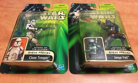 Lot of 2 Star Wars Attack of the Clones Sneak Preview Figures Hasbro 2001 Cover