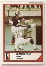 Dean Dorsey 1984 Jogo CFL card #24 Ottawa Rough Riders  Toronto Varsity Blues