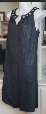 Muse Women’s Size 6 Dress Sleeveless Aline Dress Black Silver Rhinestone  - Image 1 of 4