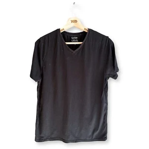 Schwarzes kurzärmliges Herren-T-Shirt mit V-Ausschnitt aus 100 % Baumwolle Oberteil Größe Small - Bild 1 von 3