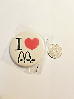 Vintage McDONALD'S Restaurants "I Love McDonald's" Heart Logo Pinback Pin Button - Image 1 of 2