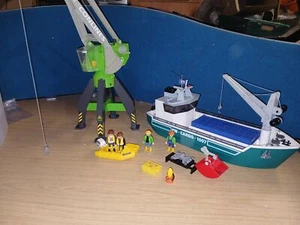 Playmobil 5253 / 4470 Frachtcontainerschiff & Kran gebraucht / Auflösung - Bild 1 von 16
