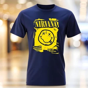Camiseta Nirvana Happy Face Para Hombres Negra Kurt Cobain Rock Merch Niños Unisex Camiseta - Imagen 1 de 9