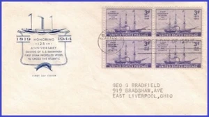USA4 # 923 ADDR HOUSE OF FARNAM FDC BL3 barco de vapor "Savannah" - Imagen 1 de 1