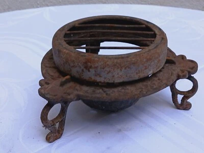 antiker Spiritus Brenner 3-teilig "Stövchen Rechaud" Gusseisen um 1900 -B186 - Bild 1 von 4