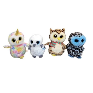 Ty Beanie Boos Lot Of 4 Owls Enchanted Spells Wise Yago No Hang Tags - Picture 1 of 11