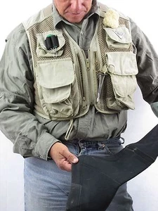 Hunt Fish Columbia VTG Fly Fishing Hunting Photo Vest Khaki 9 Pockets Large H1 - Picture 1 of 6