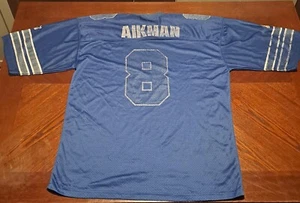 VTG 90s TROY AIKMAN Jersey #8 DALLAS COWBOYS STARTER BRAND Large BLUE NFL Faded - Picture 1 of 10