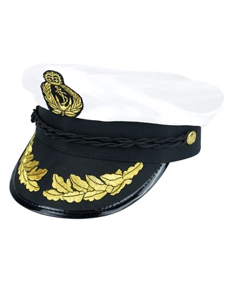 Lujo Satén Captain's Gorra Sombrero Oficial Royal Navy Elegante Vestido Para Hombres Damas Adulto Foto 1 de 3