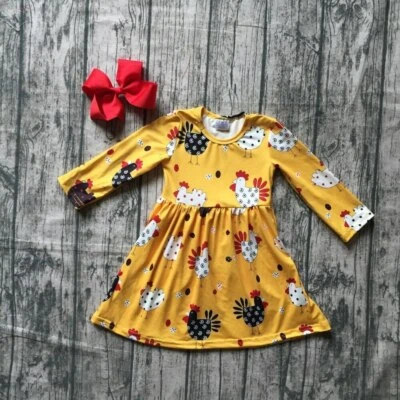 全新 精品 鸡肉 女孩 长袖 连衣裙 复活节 — 第 1/2 张图片