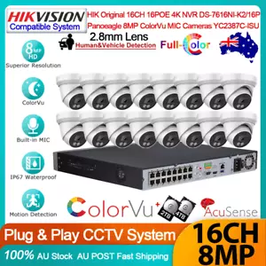 Hikvision 12MP 16CH 4K 8MP ColorVu MIC Outdoor Security Camera CCTV System Kit - Picture 1 of 27