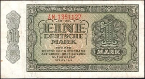 1 Mark 1948 -Germany Democratic Republic Pick:9- Series: AM 1351127 -"VF" -F71 - Picture 1 of 3