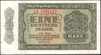 1 Mark 1948 -Germany Democratic Republic Pick:9- Series: AM 1351127 -"VF" -F71 - Image 1 of 3