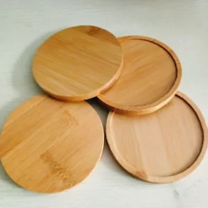 Round Wooden Plate Serving Tray Natural Wood Tea Food Server Dishes Platter Gift - Picture 1 of 17
