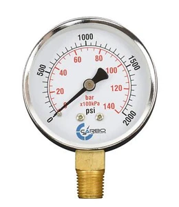 2-1/2" Pressure Gauge 0-2000 psi/kPa Lower Mount 1/4" NPT Chrome - Picture 1 of 4