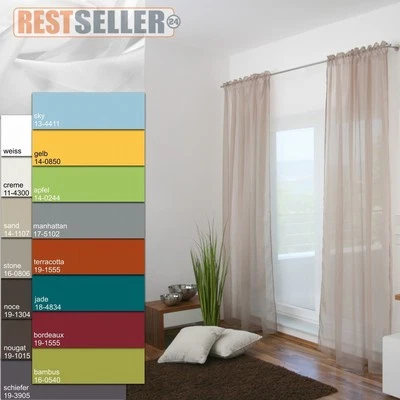 Schlaufenschal mit Schlaufen-Band transparent Voile Dekoschal Gardine Vorhang - Bild 1 von 4