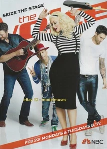 THE VOICE 1-Pg ADVERT 2015 CHRISTINA AGUILERA Blake Shelton ADAM LEVINE Pharrell - Picture 1 of 1