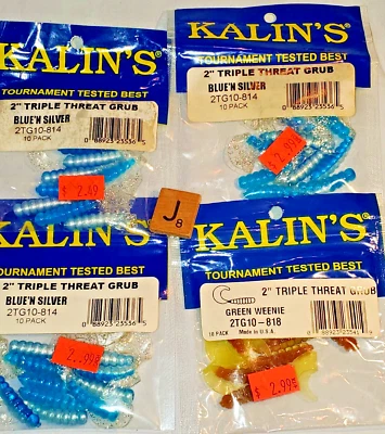 4 - 10 paquetes KALIN's 2" Triple Amenaza GRUBS Asst Colors VER FOTOS LOTE J Foto 1 de 2