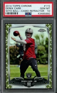 2014 Topps Chrome Derek Carr RC Rookie Camo Refractor /499 PSA 10 GEM MINT #115 - Picture 1 of 2