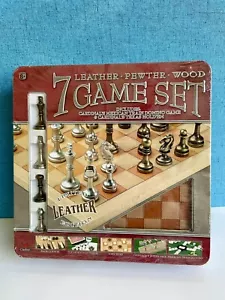 7 Game Set Chess Checkers Backgammon Texas Holdem Cribbage Mexican Domino Games - Picture 1 of 13