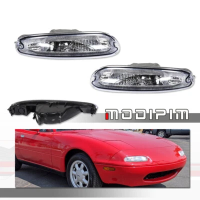 2PCS Clear Lens Front Bumper Turn Signal Lights For 1990-1997 Mazda MX-5 Miata - Image 1 of 4
