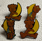 LOT TEDDY BEARS HOLDING MOON - UNKNOWN CHARITY - pin badge lapel brooch