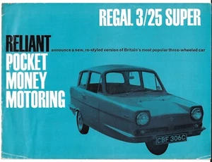 Reliant Regal 3/25 1965-1967 UK Market Foldout Sales Brochure Standard Super Van - Bild 1 von 1