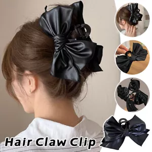Retro Bow Hair Claw Simple Solid Color Hair Clip Girls Hair Accessories Women - Picture 1 of 20