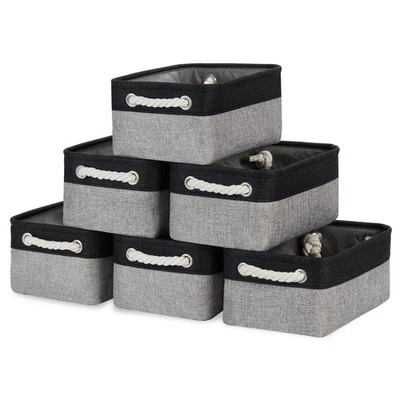 Cestas de armazenamento [pacote com 6] pequenas caixas de armazenamento dobráveis de lona de tecido 11,8 X... - Imagem 1 de 4