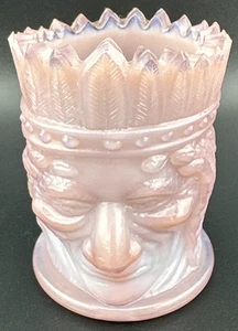 Joe Rice 1992 Purple Glass Indian Head Toothpick Holder Native American - Picture 1 of 15