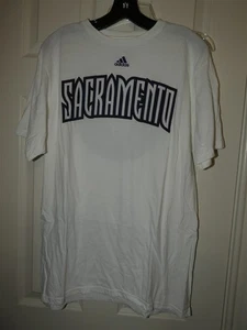 Maglietta Sacramento Kings Adidas Basket Bianco Logo Adulto (L) Large 100% Cotone - Foto 1 di 4