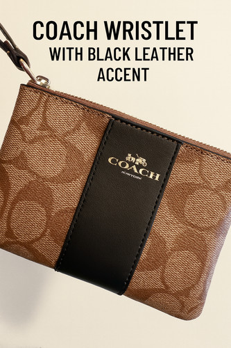 Autentico braccialetto donna COACH in tela pelle con zip angolare