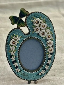 HERVORRAGENDES ANTIKES MIKROMOSAIK MIT GÄNSEBLÜMCHEN SELTENE FORM BILDERRAHMEN.c1920 - Bild 1 von 5