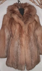 Vtg 60s 70s Disco Glam PLUSH Bizakis Furs Red Fox Short Cropped Coat RARE Sz M L - Picture 1 of 9