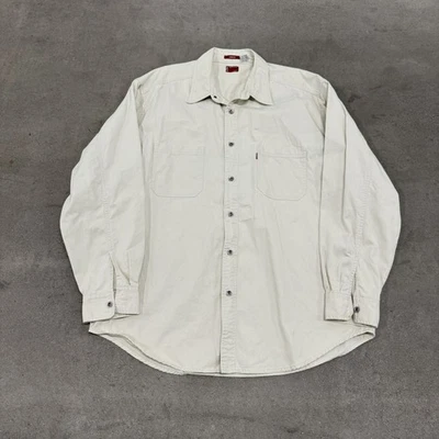 Camisa Levis Red Tab Para Hombres Grande Blanca Jeanswear Denim Botón Frontal Doble Bolsillo XL Foto 1 de 4