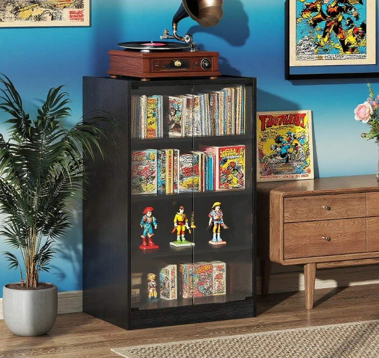 媒体柜,立体声柜,录音播放器支架带乙烯基唱片存储 — 第 1/4 张图片