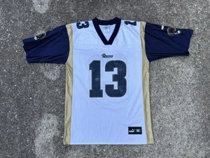 St. Louis Rams Kurt Warner Puma Football Jersey White Screen Print Mens M NFL - Foto 1 di 8
