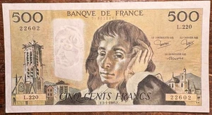 TRÈS BEAU BILLET DE 500 FRANCS PASCAL DU 3-1-1985 (BILL 203) - Picture 1 of 2