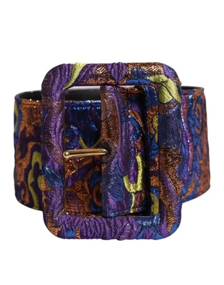 Cinturón para mujer Dolce & Gabbana multicolor floral jacquard lúrex cintura ancha hebilla Foto 1 de 4