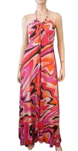 EMILIO PUCCI Embellished Multi Blue Abstract Print Silk Empire Dress Kleid L - Bild 1 von 6