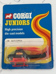 CORGI JUNIOR 78 BATCOPTER, MINT, VERY NEAR MINT CARD, HARD TO FIND BLUE CARD - Bild 1 von 6