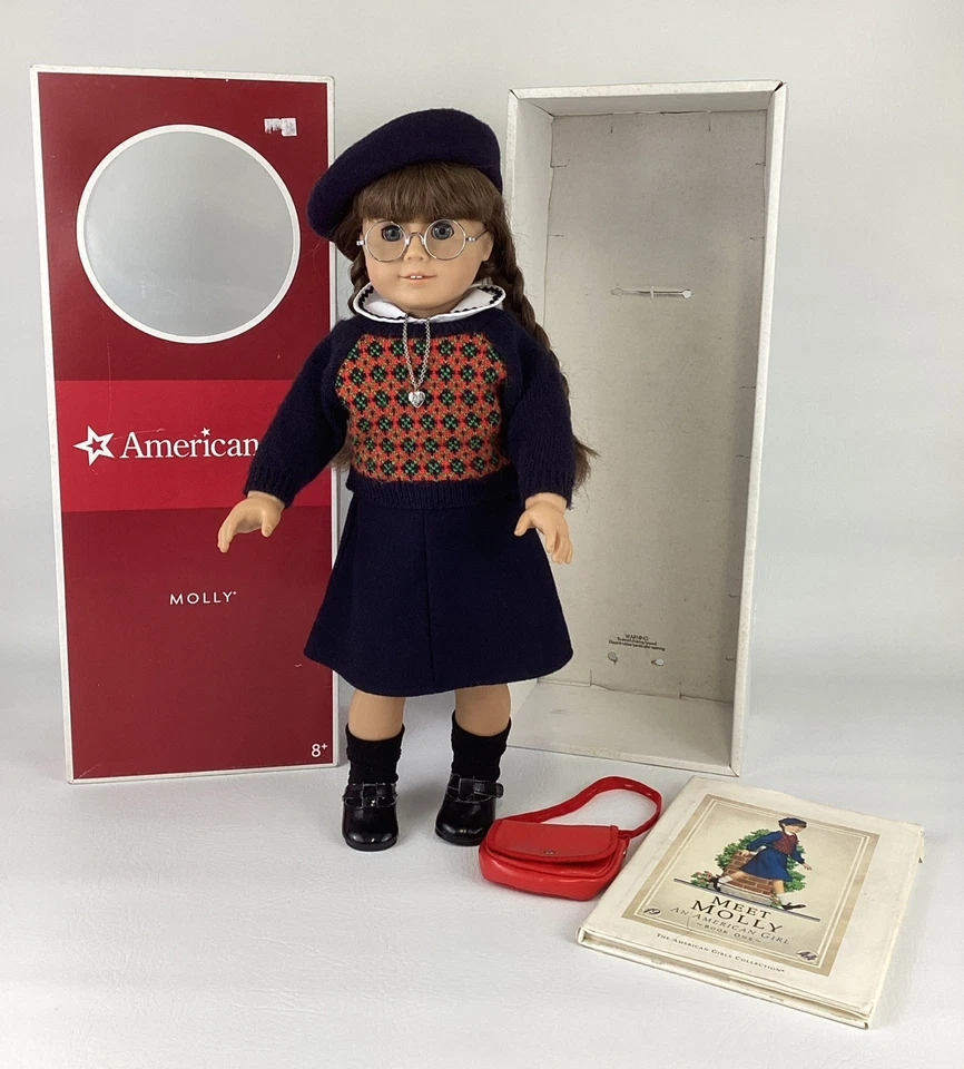 American Girl Doll Molly Pleasant Co. Brown Hair Blue Eyes 2008 Box Book Purse - Image 1 of 4