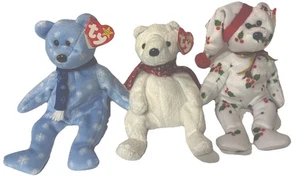 3 Weihnachtsmütze Babys Feiertagsbären von 1998, 1999, 2000 mit Etikett Hüllen - Bild 1 von 19