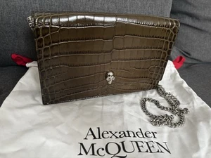 Alexander McQueen Skull Leather Croc Effect Handbag - Picture 1 of 6